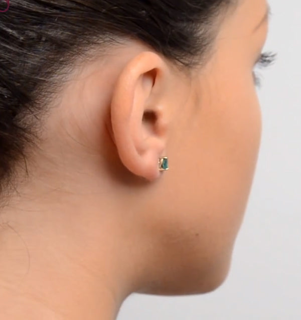 Emerald 5x4mm 0.64ct 9K Yellow Gold Earrings